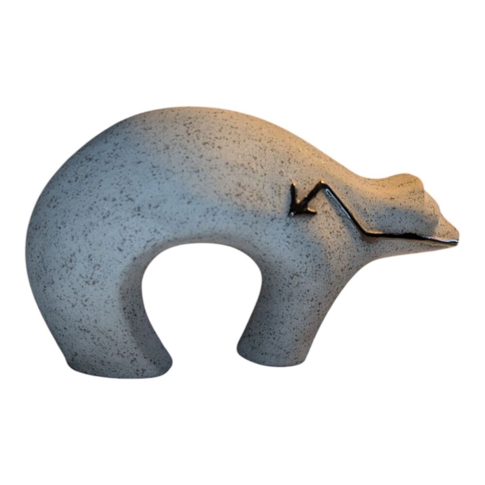 Zuni Tribe Polar Bear Native American Pottery Art Decor Statue Spiritual Figure